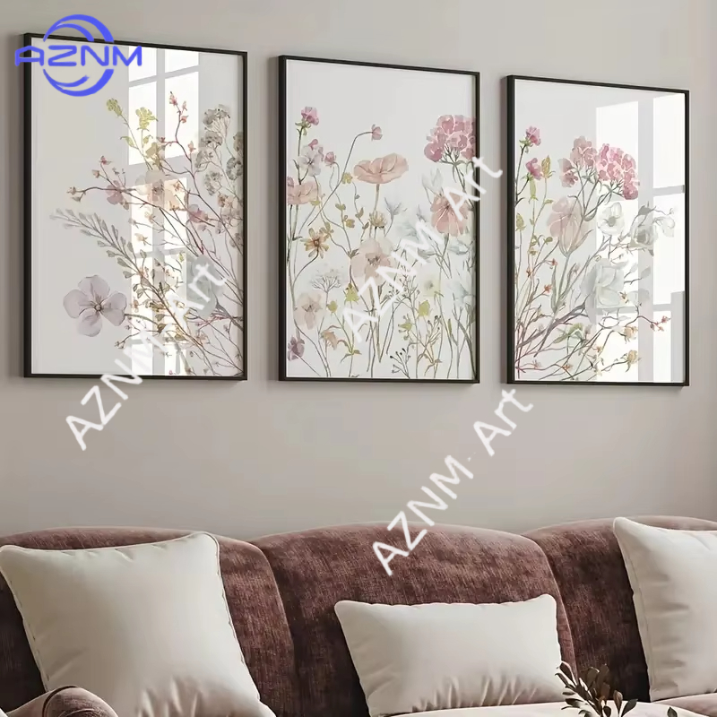 1PC/3PCS Pink Floral Canvas Ar - đánh giá và giá Home Office Minimalist