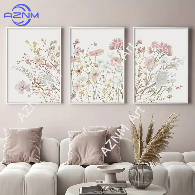 1PC/3PCS Pink Floral Canvas Ar - đánh giá và giá Home Office Minimalist
