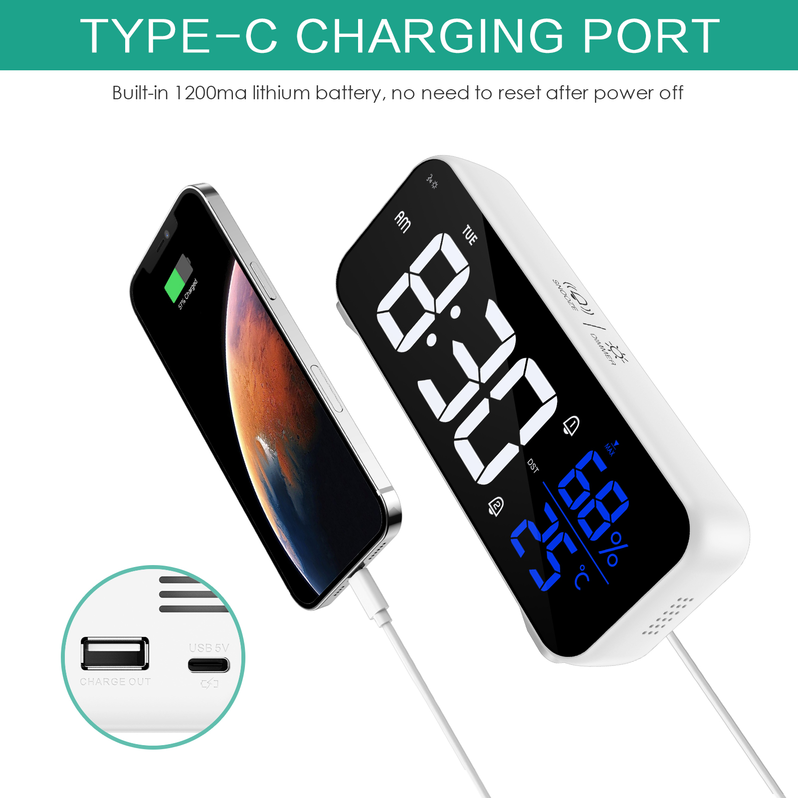 ORIA LED Mirror Alarm Clock Re - đánh giá và giá Led Desk Clock