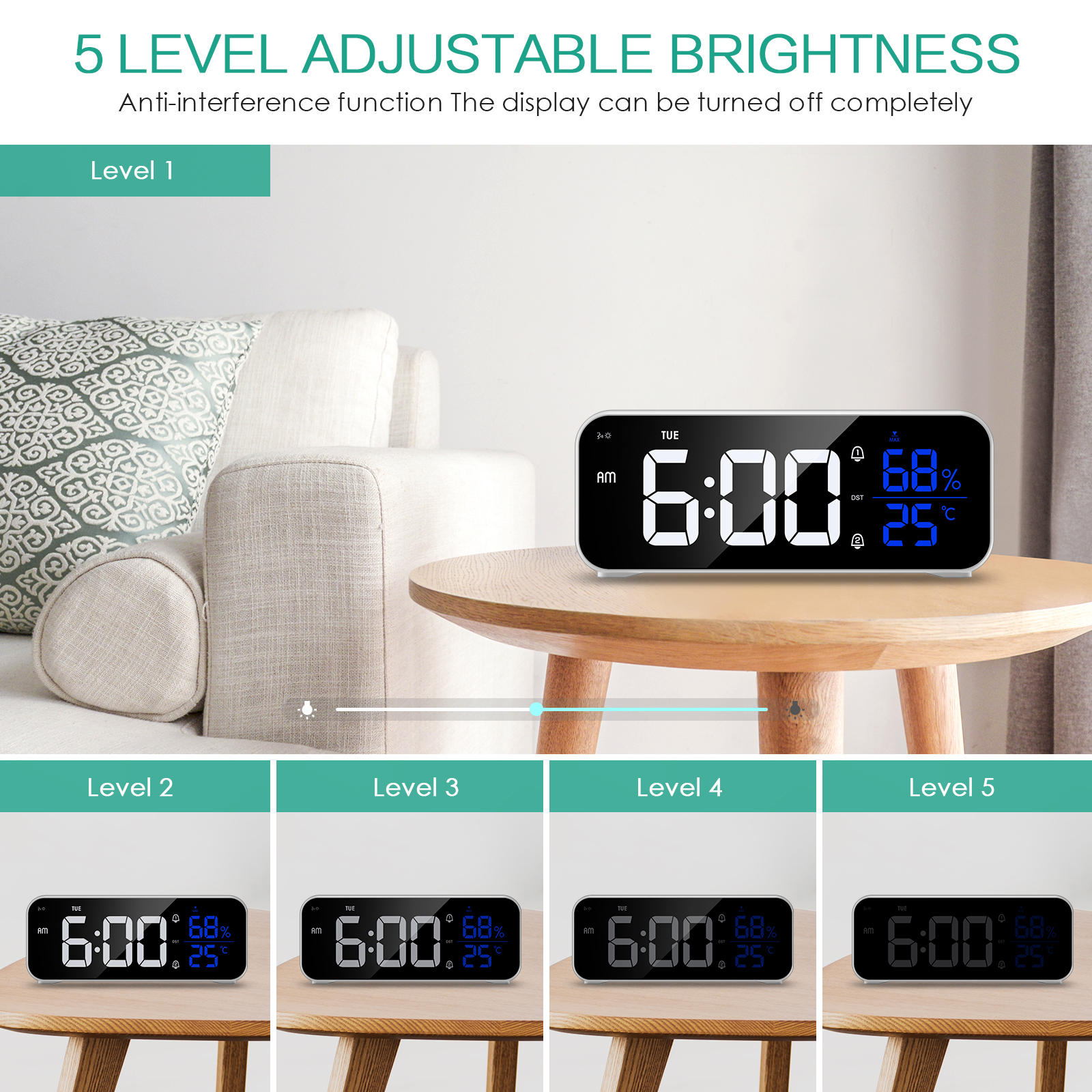 ORIA LED Mirror Alarm Clock Re - đánh giá và giá Led Desk Clock