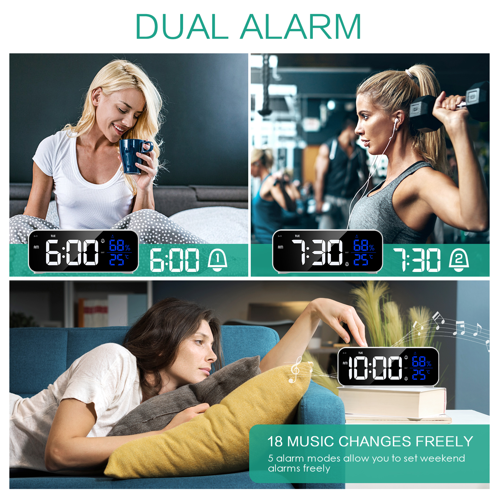 ORIA LED Mirror Alarm Clock Re - đánh giá và giá Led Desk Clock