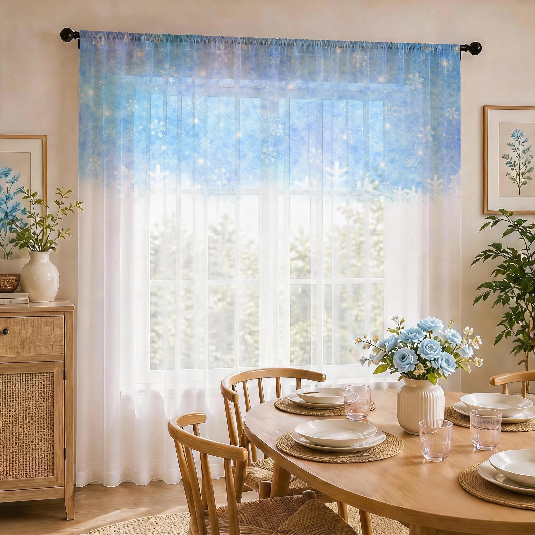 Floral Gradient Sheer Curtain, - đánh giá và giá Home Office With Plants