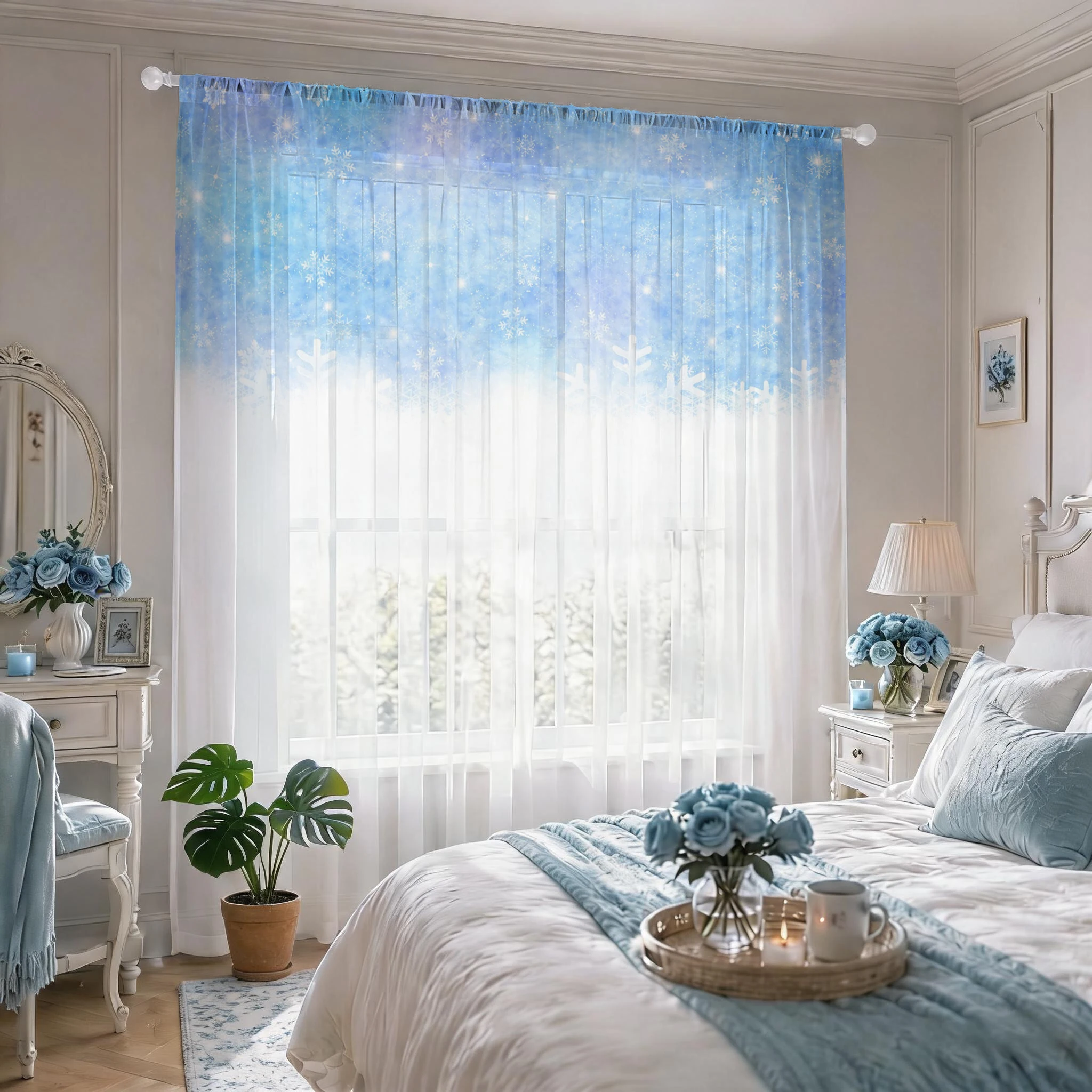 Floral Gradient Sheer Curtain, - đánh giá và giá Home Office With Plants