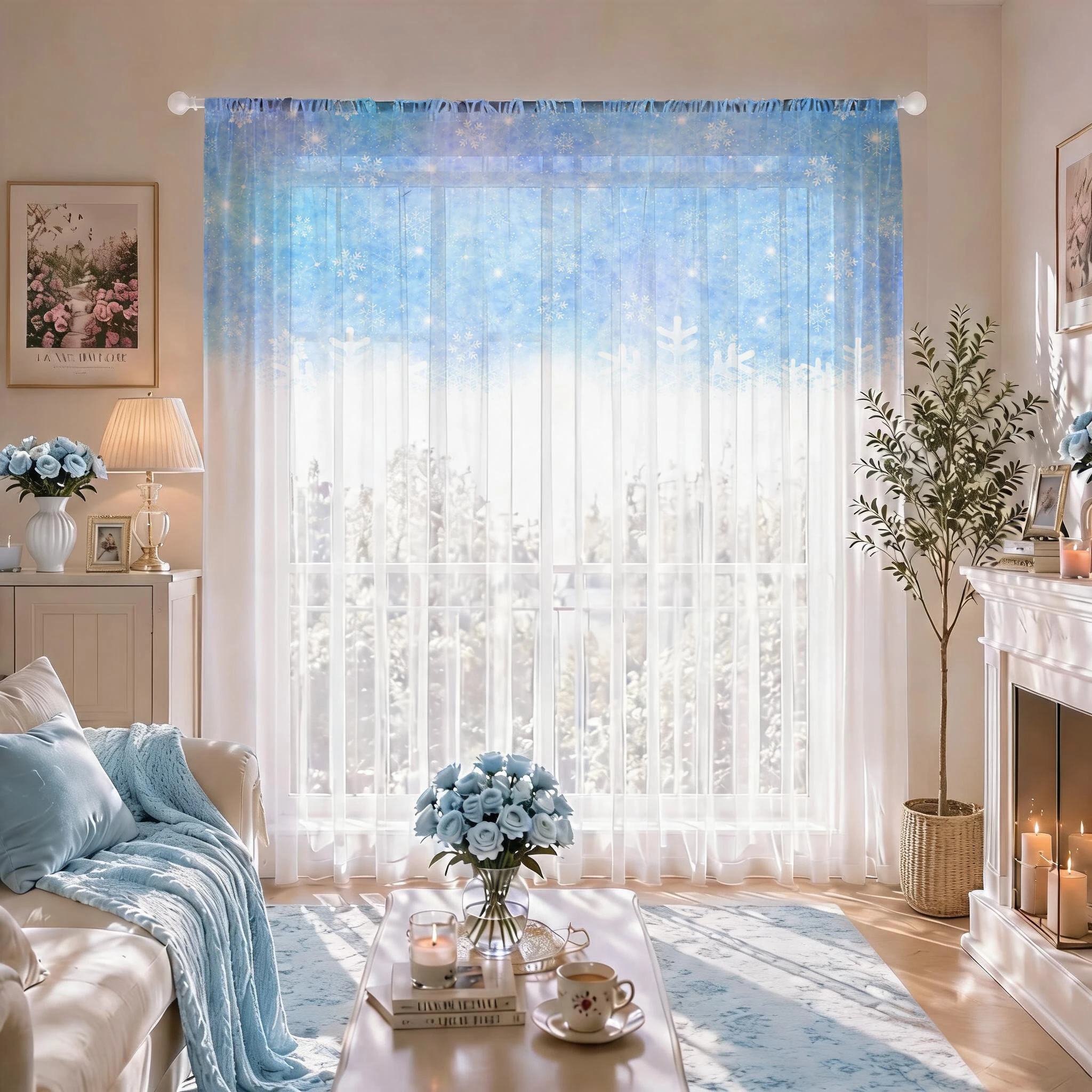 Floral Gradient Sheer Curtain, - đánh giá và giá Home Office With Plants